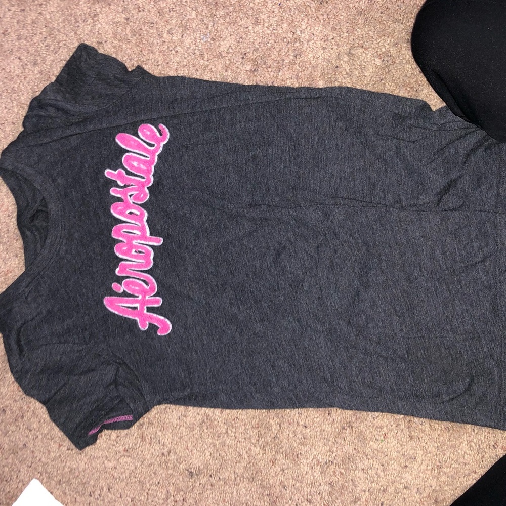 dark gray and pink aeropostale shirt